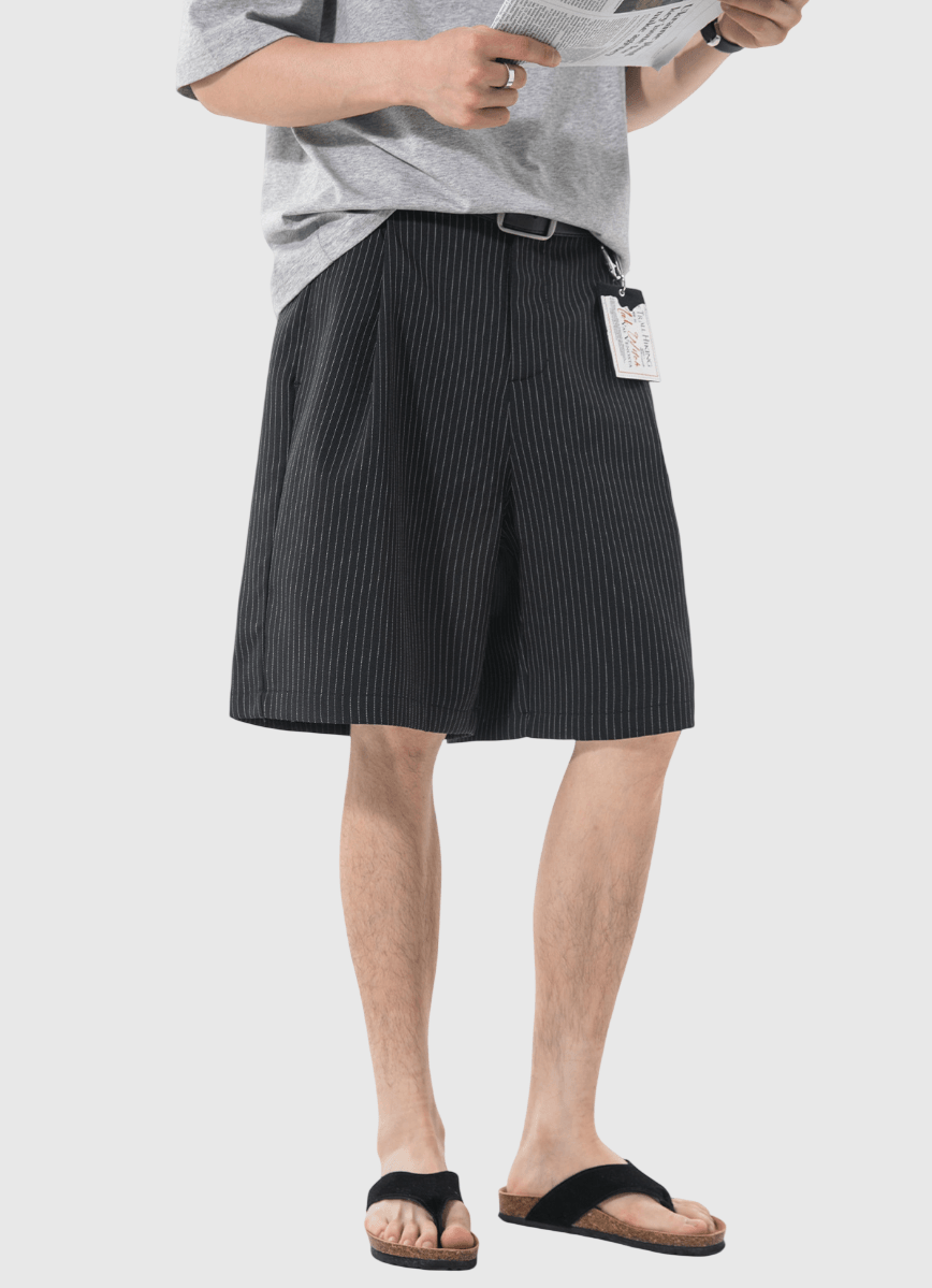 基礎垂直條紋色織工藝設計 透氣西裝短褲 [SBST-1150]