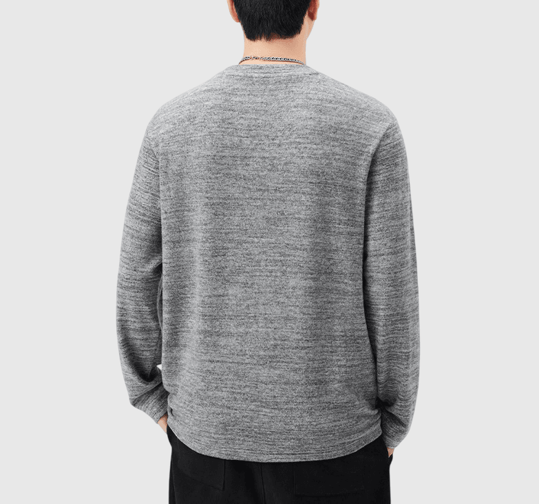 日系混色編織工藝 磨毛長袖 T-Shirt [SBT-1452] 