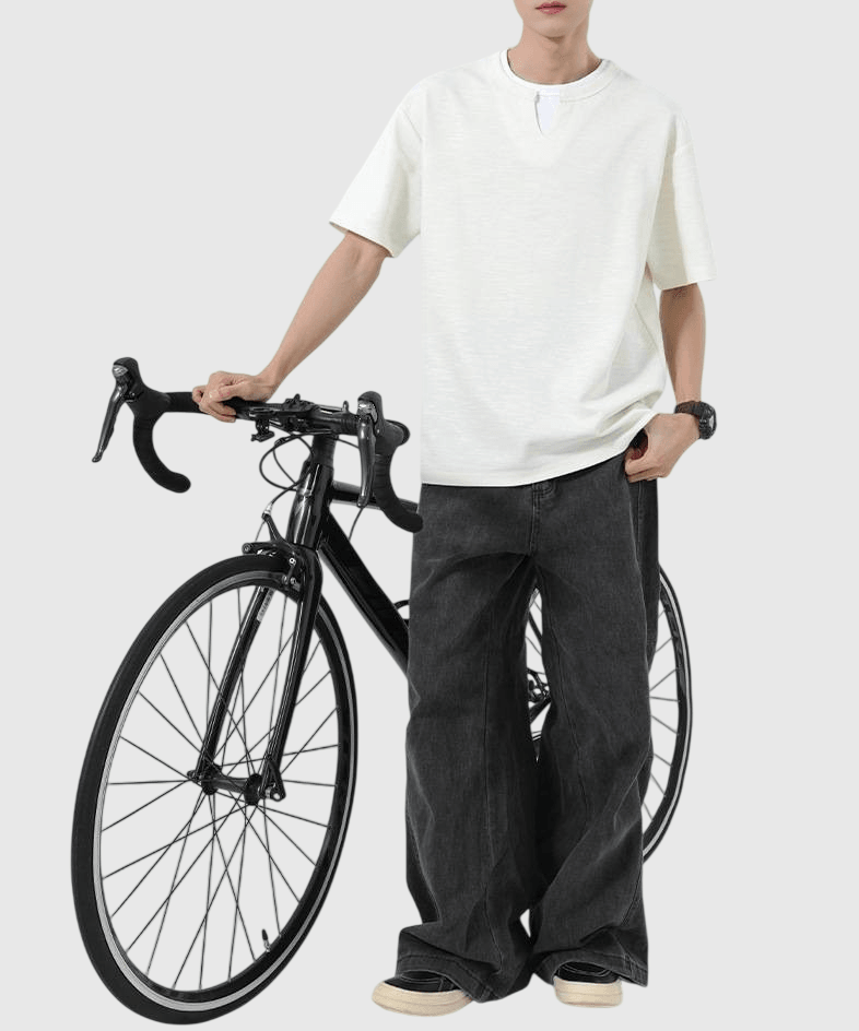 日系基礎層次假兩件式設計 天竺棉短袖 T-Shirt [SBT-1493]