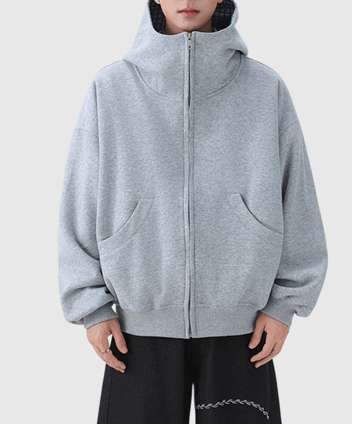 內層格仔撞色縫接 連帽衛衣外套 [CBJ-1067]