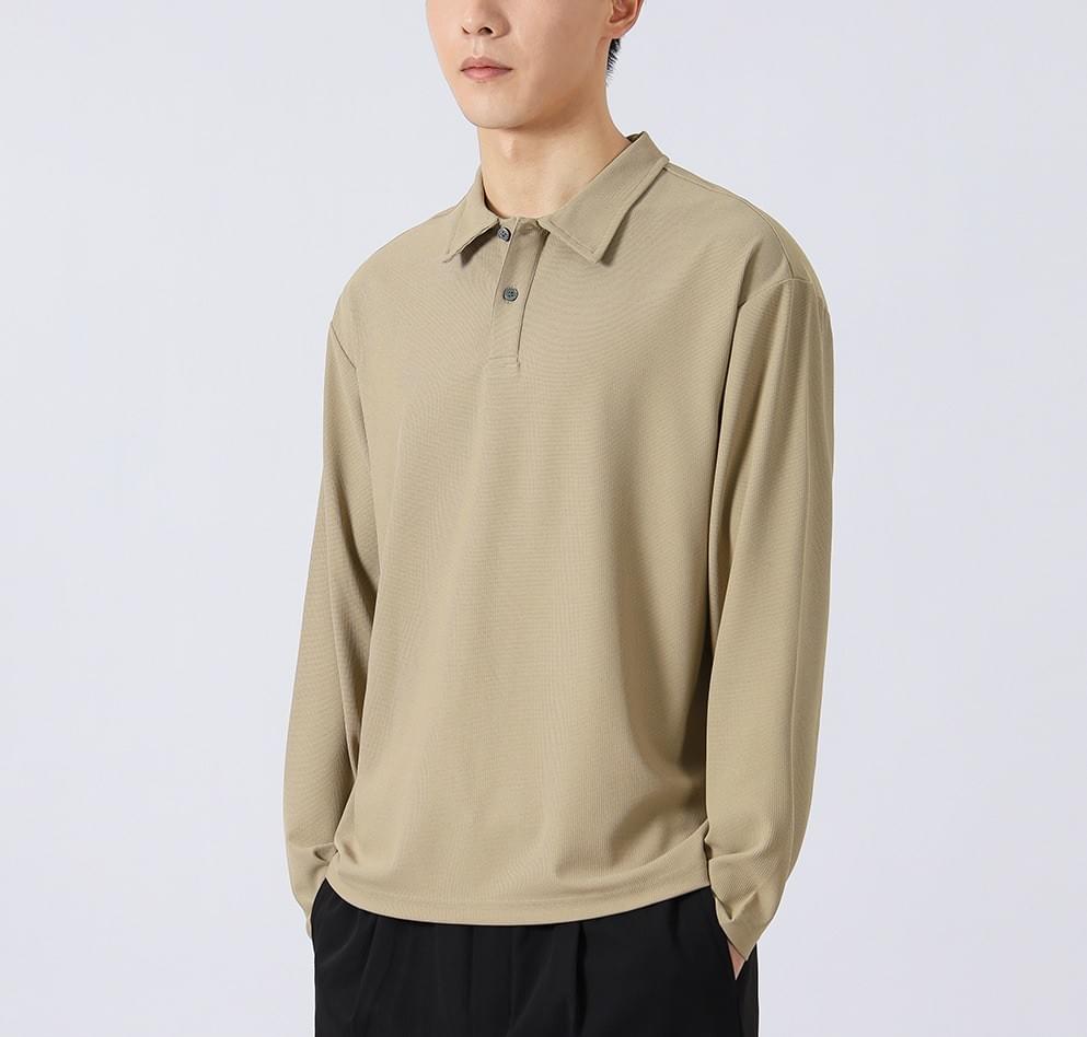 日系基礎肌理紋理 長袖 POLO T-Shirt [CBT-1220]