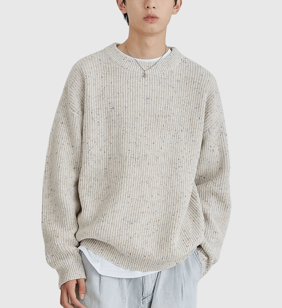 日系彩點紗 圓領針織毛衣 [SBK-1055]