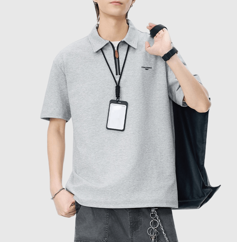 日系半拉鍊設計 短袖 POLO T-Shirt [SBT-1581]