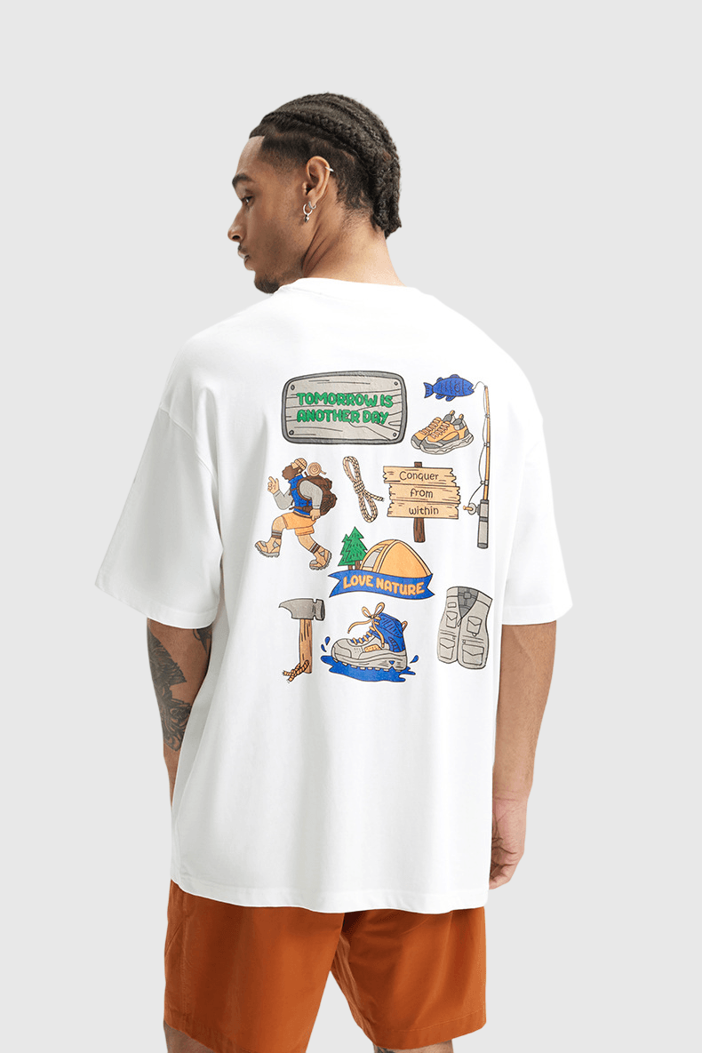 戶外釣魚裝備圖案文字印燙 短袖 T-Shirt [CBT-1273]