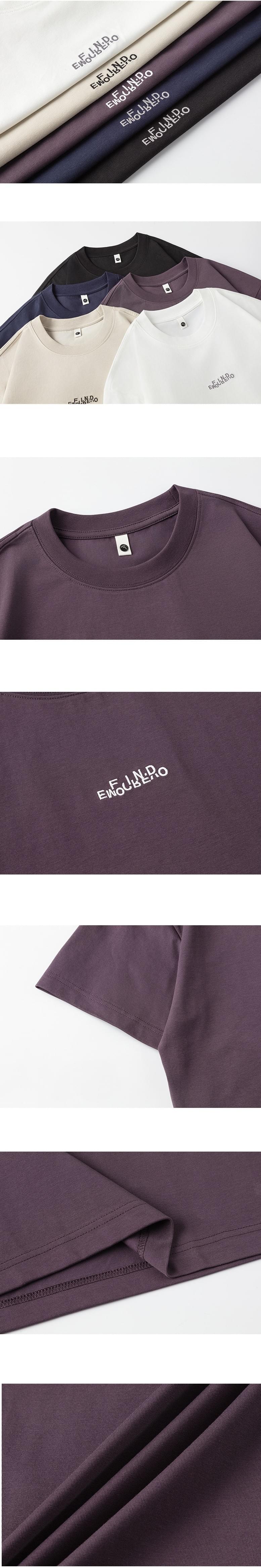  中身細文字刺繡設計 純棉短袖 T-Shirt [SBT-1509]