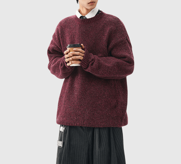 混色紗線編織設計 圓領針織冷衫 [CBK-1035]