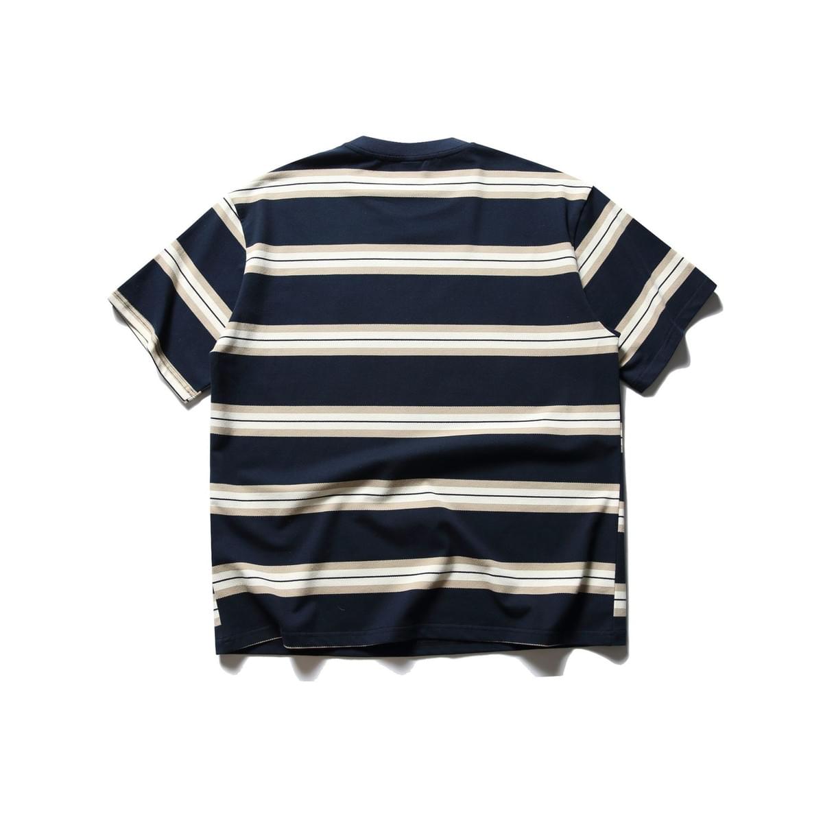 復古色系撞色條紋細啤酒刺繡 短袖 T-Shirt [SBT-1448]