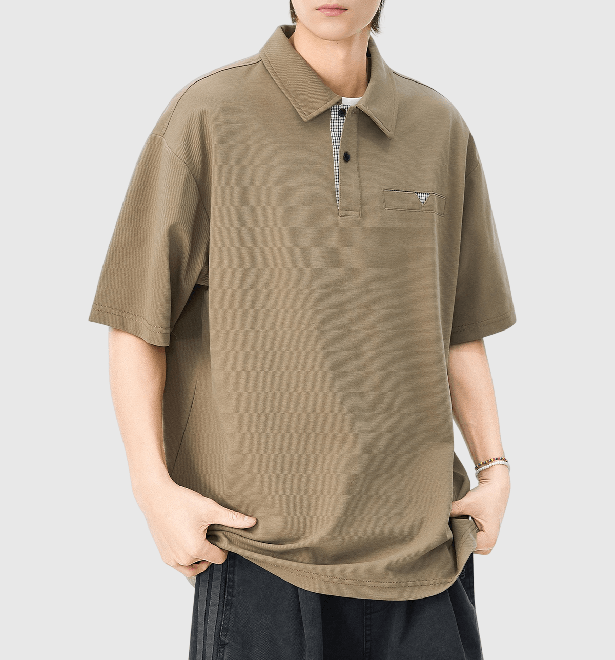 日系紋理撞色縫紉設計 透氣短袖 POLO T-Shirt [SBT-1582]