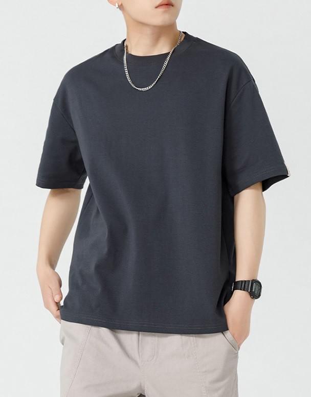 復古手袖標籤縫紉 短袖 T-Shirt [SBT-1421]