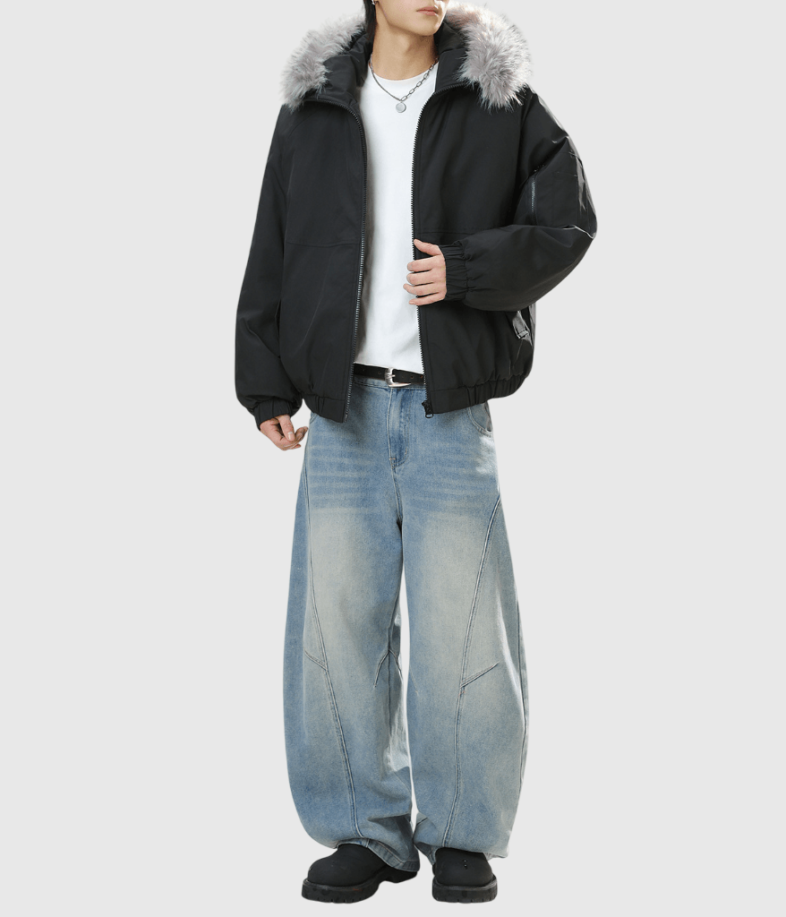 可拆式毛領領口設計 夾棉長袖外套 [SBO-1487]