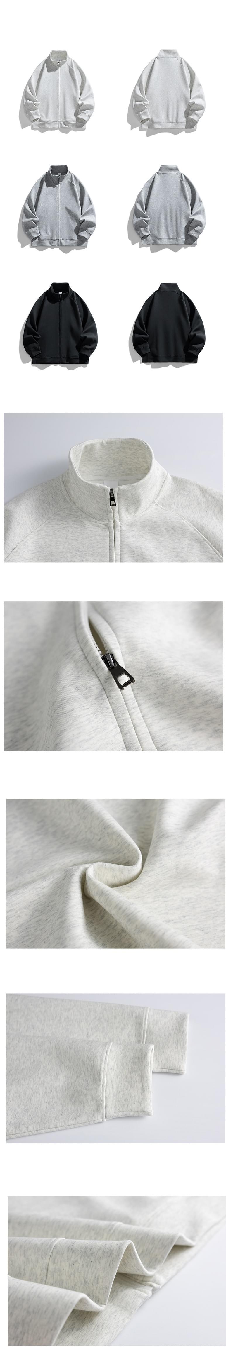 日系基礎立體縫紉 重磅半領長袖衛衣外套 [SBO-1500] 