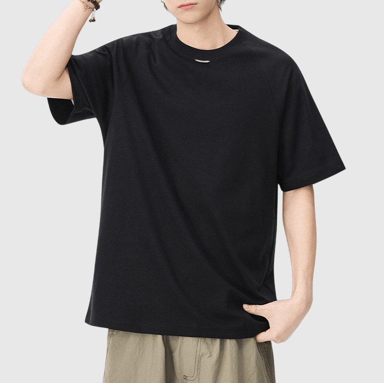 領口細鐵片縫紉設計  短袖 T-Shirt [SBT-1583]