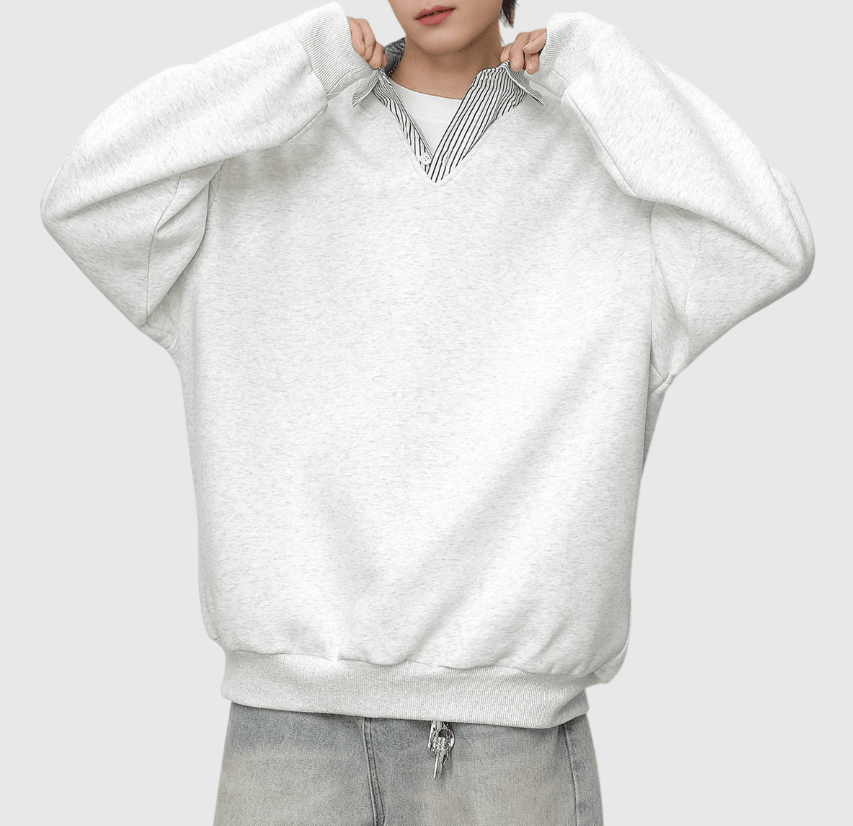 日系假兩件式恤衫拼接 圓領長袖衛衣 [SBH-1345]