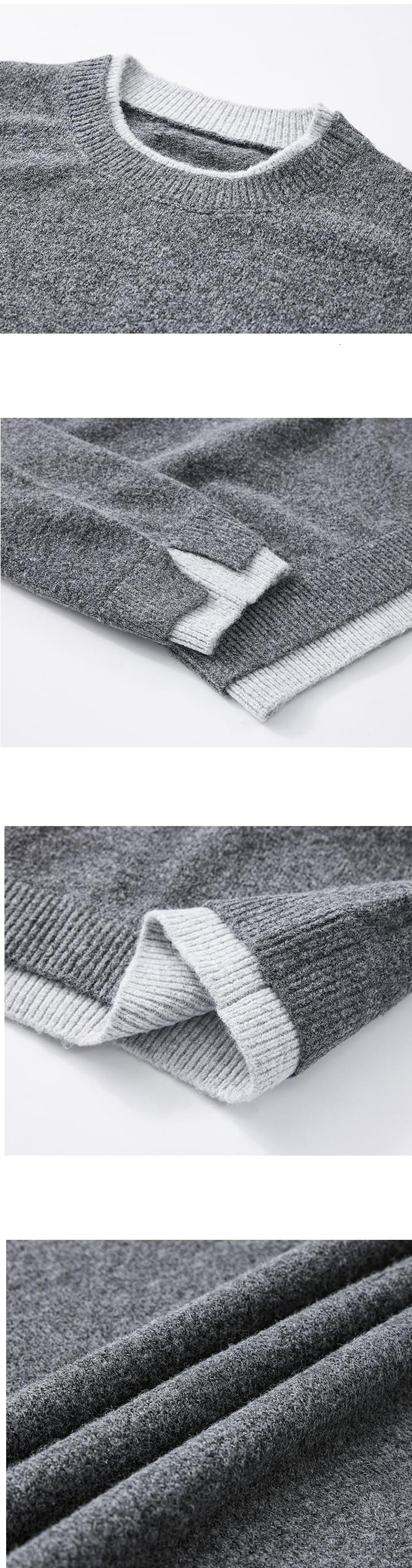 日系假兩件式混紡絨毛編織 針織毛衣 [SBK-1135]