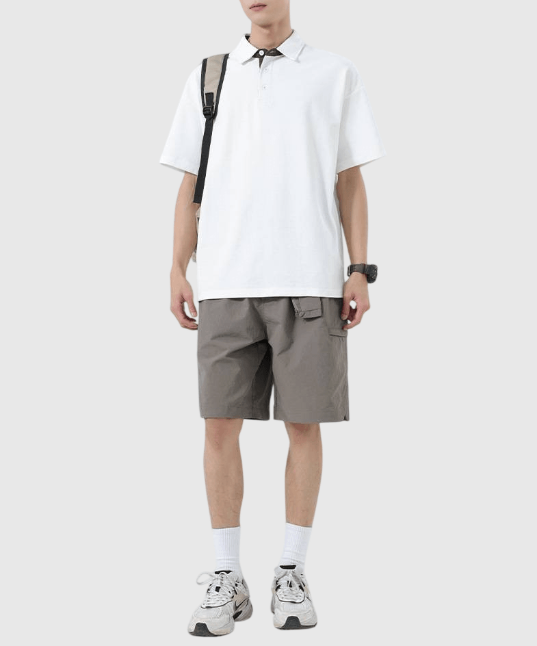 日系領口小撞色設計 短袖 POLO T-Shirt [SBT-1489]