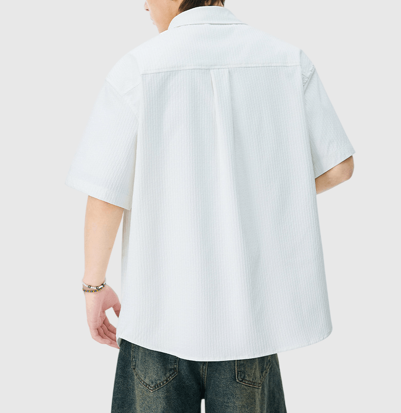 日系層次前袋立體肌理紋理設計 透氣短袖恤衫 [SBS-1398]