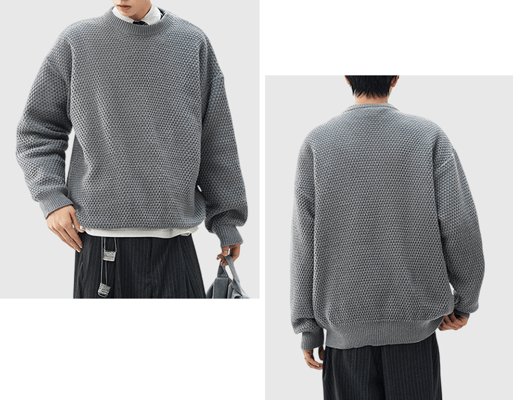 立體菠蘿紋理織布設計 圓領針織冷衫 [CBK-1036]