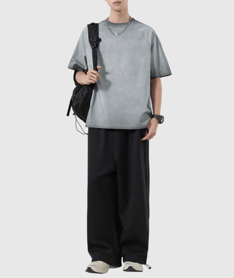 復古重工蠟染水洗縫線工藝設計 短袖 T-Shirt [SBT-1518]