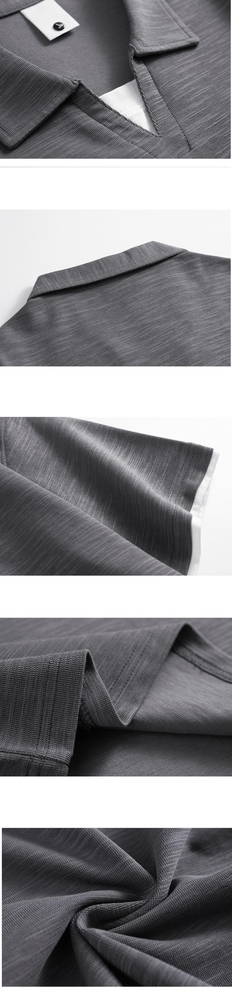 日系基礎假兩件式 V 領設計 天竺棉短袖 POLO T-Shirt [SBT-1499]