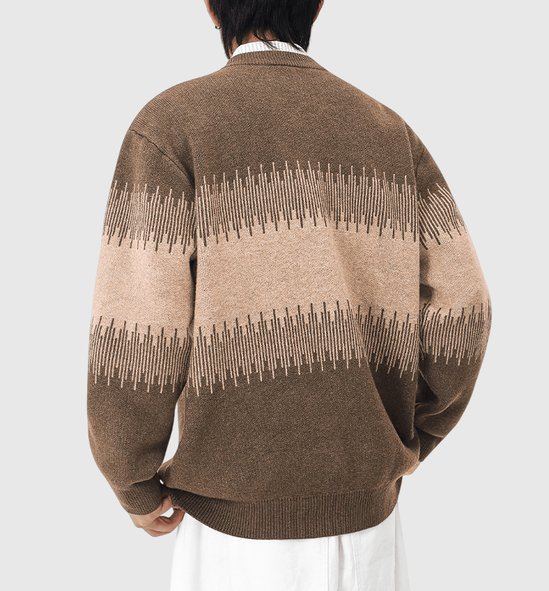 日系中身不規則撞色拼接 重磅圓領針織毛衣 [SBK-1134]