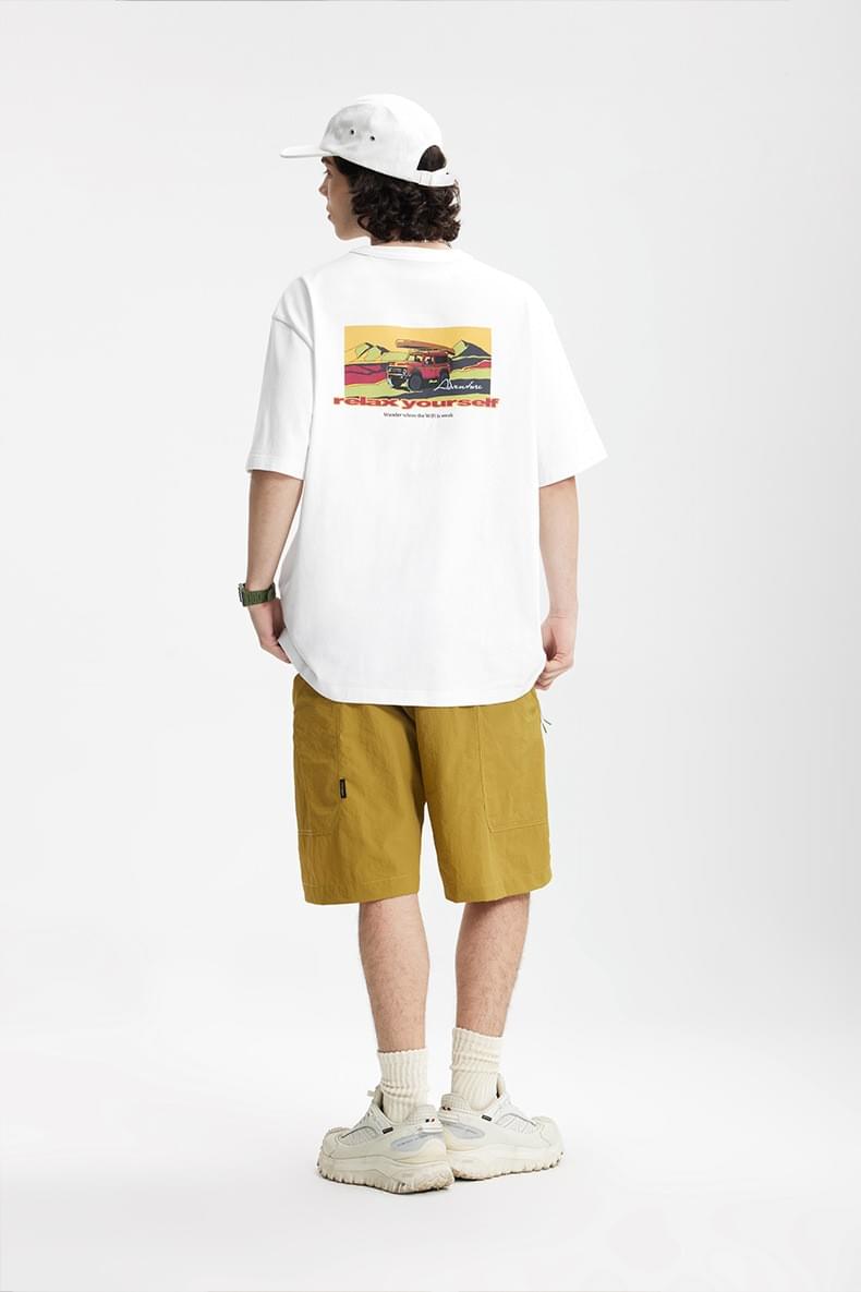 戶外露營車前後圖案印燙 純棉短袖 T-Shirt [CBT-1239]
