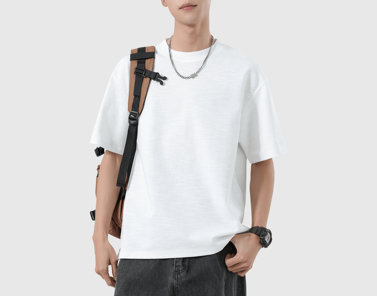 日系基礎鈕扣末端分叉設計 天竺棉短袖 T-Shirt [SBT-1520]