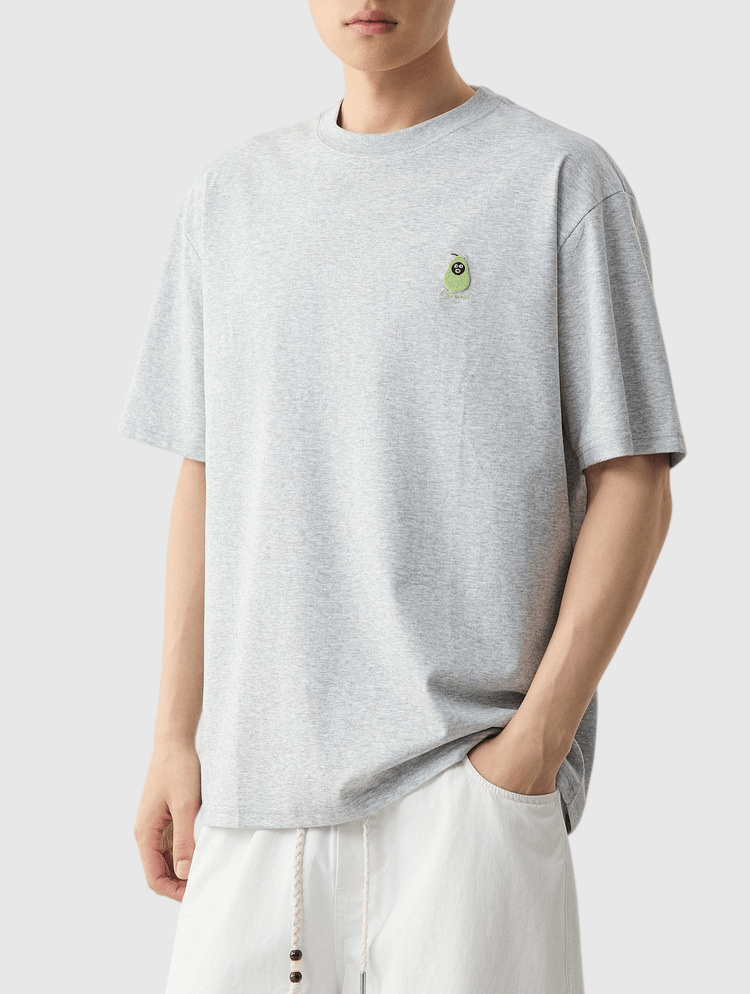 卡通牛油果核設計刺繡工藝 短袖 T-Shirt [CBT-1332]