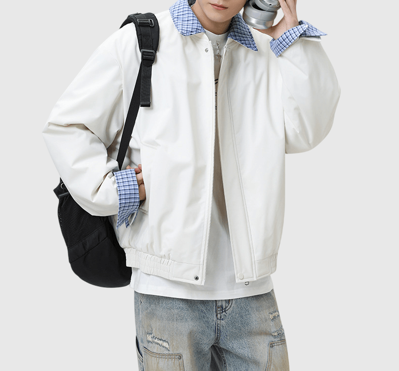 領口可拆卸假兩件式恤衫拼接 棒球外套 [SBO-1491]