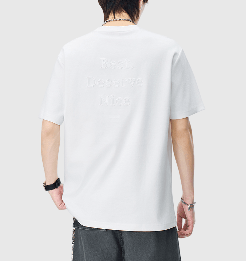 日系背部同色系文字刺繡 短袖 T-Shirt [SBT-1543]