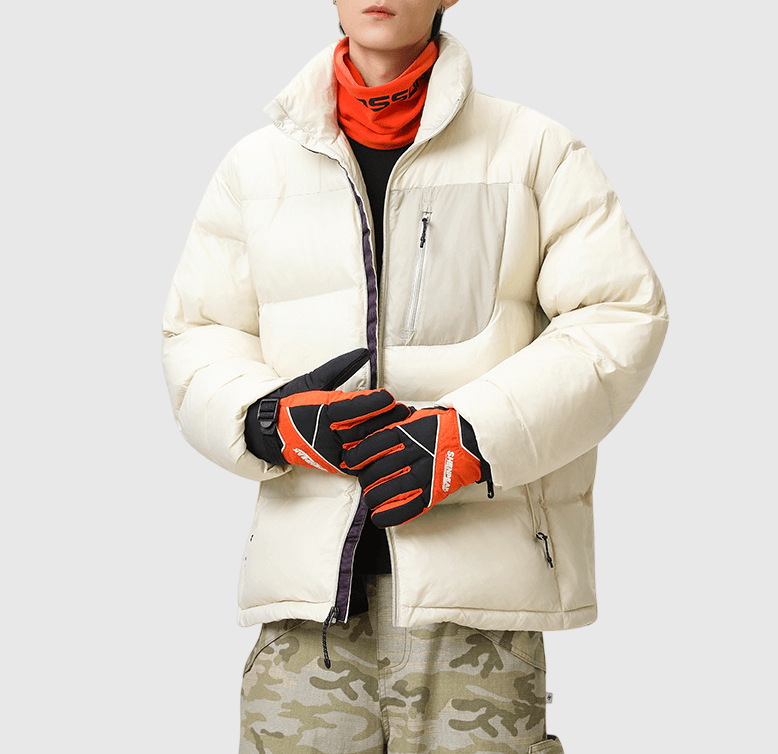 日系拉鍵前袋色系撞色拼接 夾棉長袖外套 [SBO-1490]