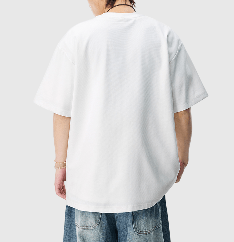 斜前袋趣味細圖案文字刺繡 短袖 T-Shirt [SBT-1505]