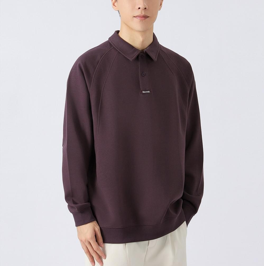 日系細文字刺繡 重磅長袖 POLO 衛衣 [CBH-1001]