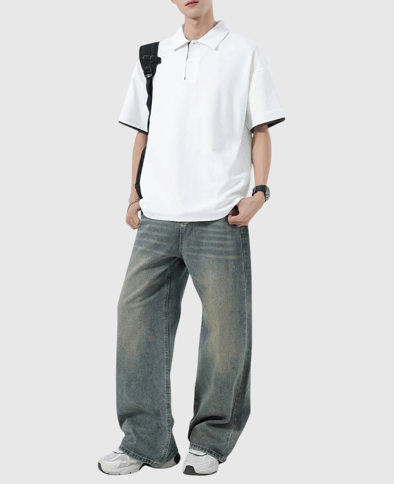 日系基礎假兩件式設計 短袖 POLO T-Shirt [SBT-1488]