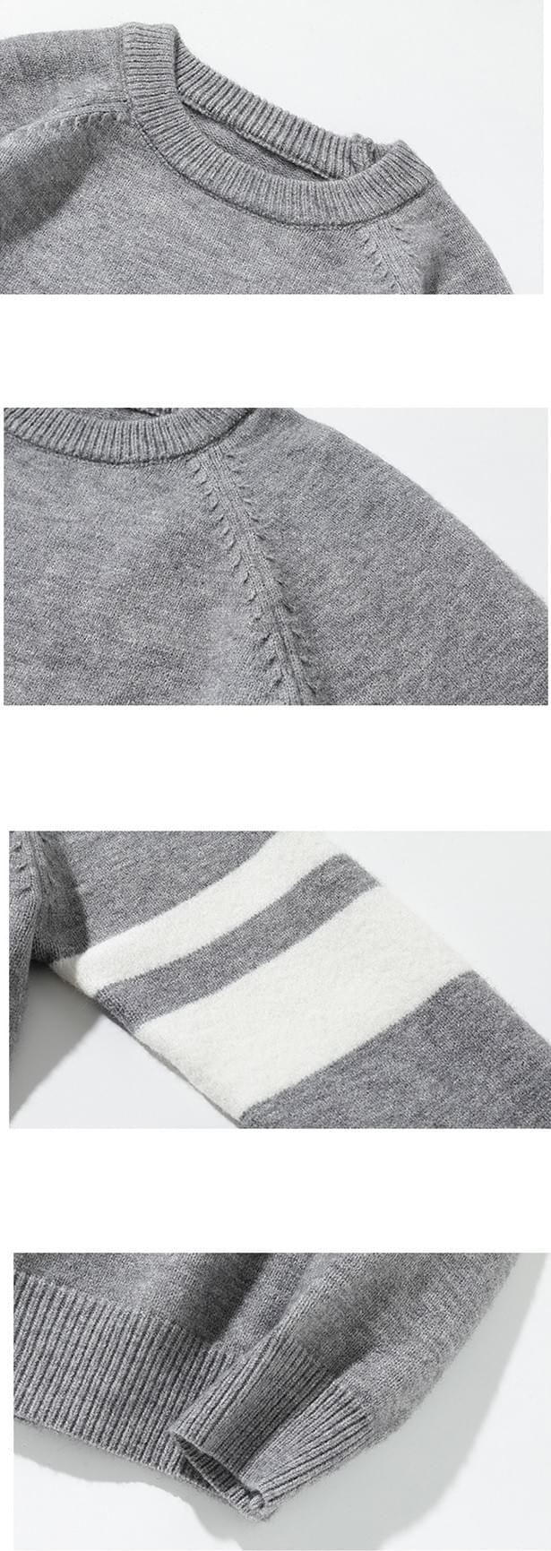 手袖層次撞色針織設計 圓領針織冷衫 [CBK-1038]