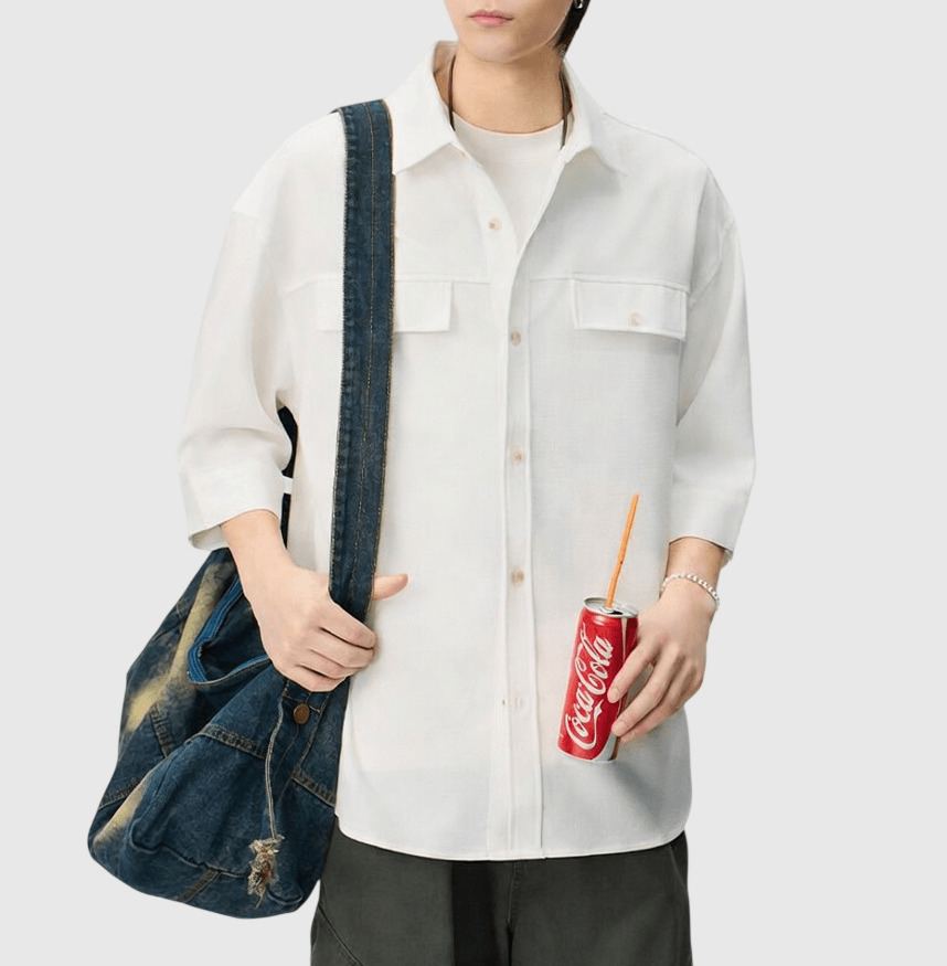 日系雙設計前袋工裝 透氣半袖恤衫 [SBS-1399]