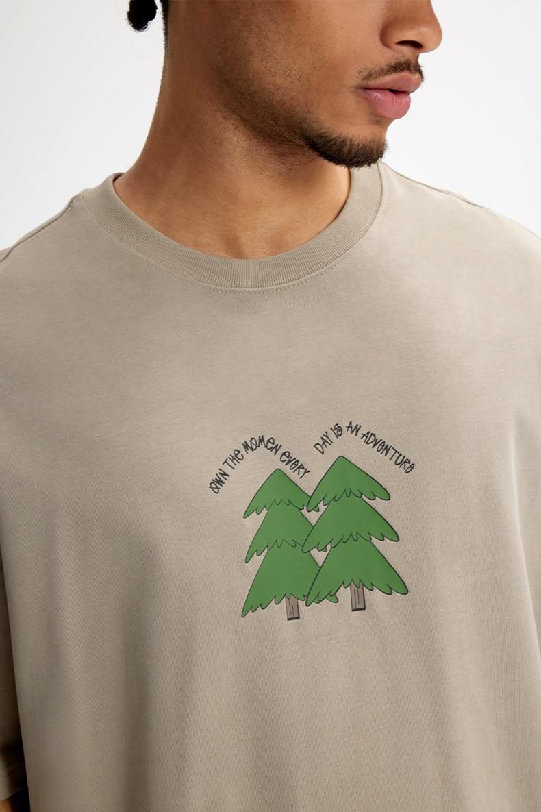 立體松樹大圖案印燙 純棉短袖T-Shirt [CBT-1272]