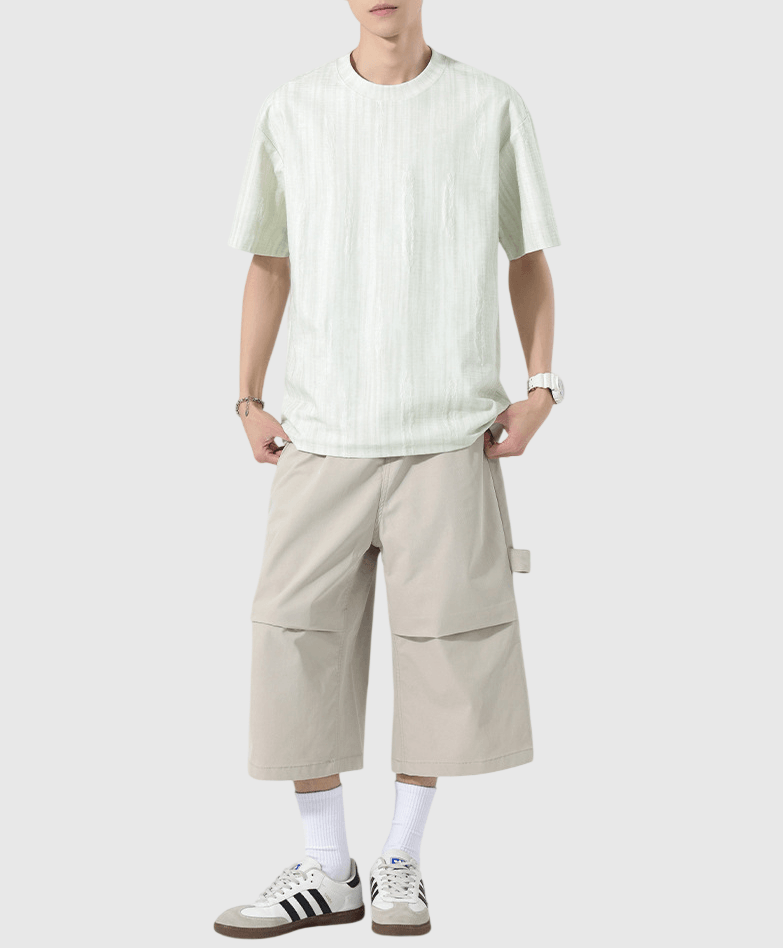 日系垂直瀑布紮染紋理編織 短袖 T-Shirt [SBT-1546]