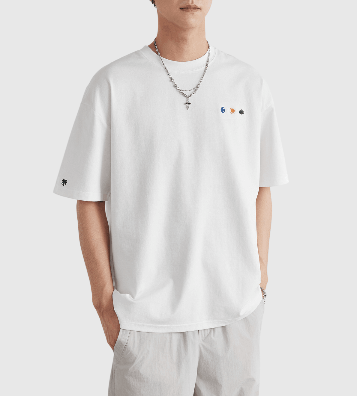 山系戶外細圖案刺繡設計 短袖 T-Shirt [SBT-1560]