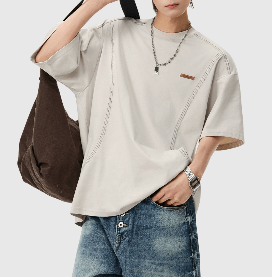 立體分割撞色縫線設計 純棉短袖 T-Shirt [SBT-1478]