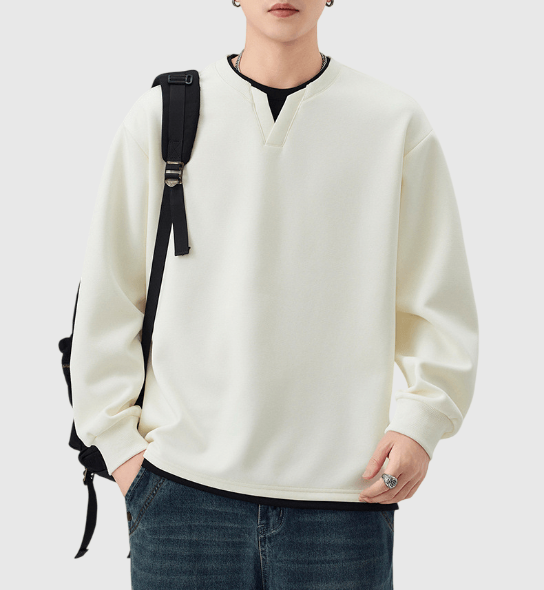 日系基礎假兩件式設計 長袖 T-Shirt [SBT-1470]