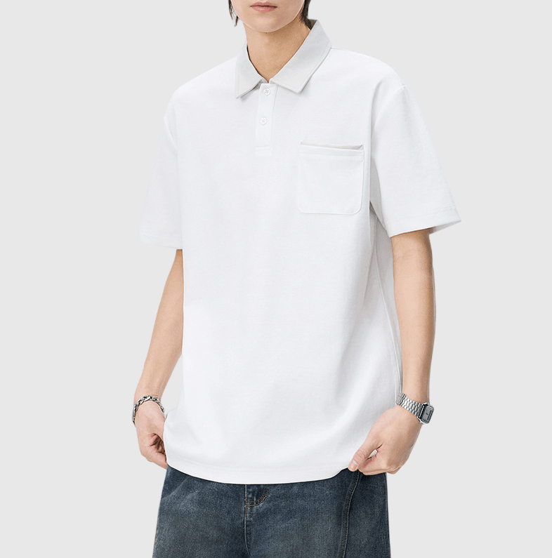 日系領口前袋撞色設計 短袖 POLO T-Shirt [SBT-1540]