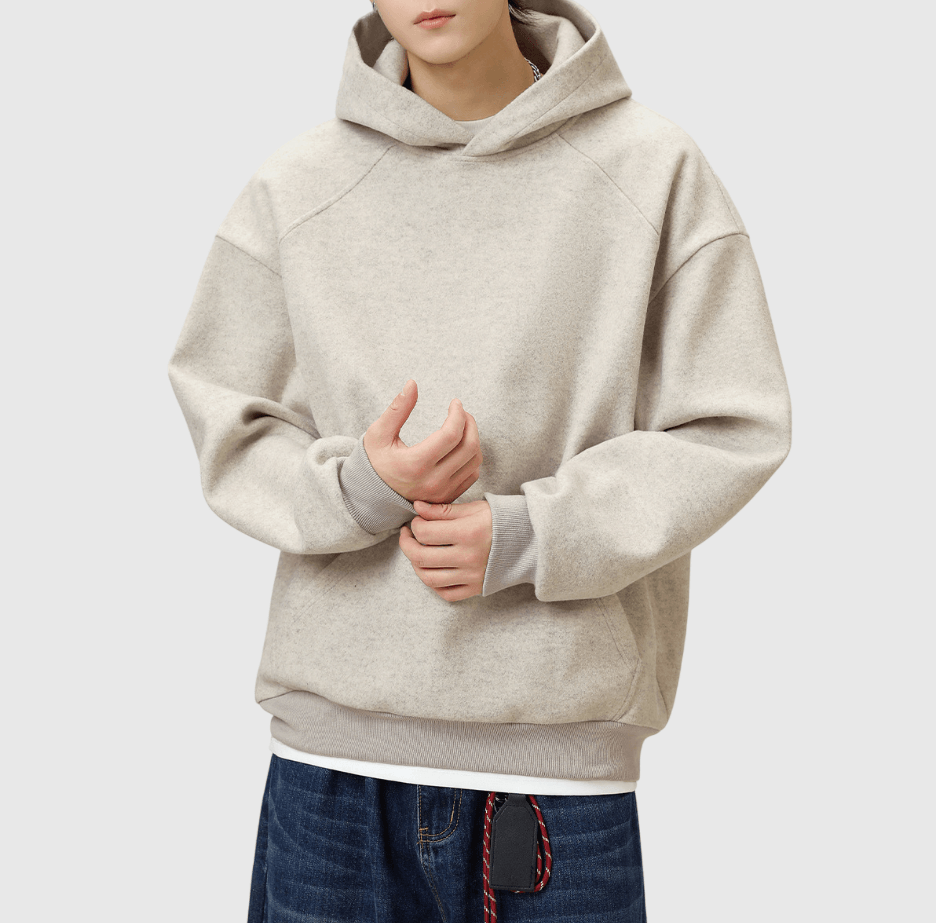 日系基礎純色 毛絨連帽長袖衛衣 [SBH-1321]