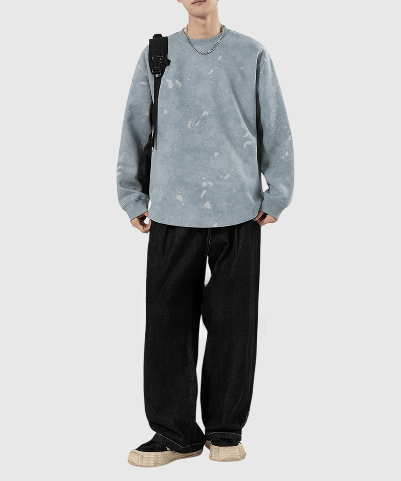 復古水洗紮染脫色工藝設計 長袖 T-Shirt [SBT-1460]
