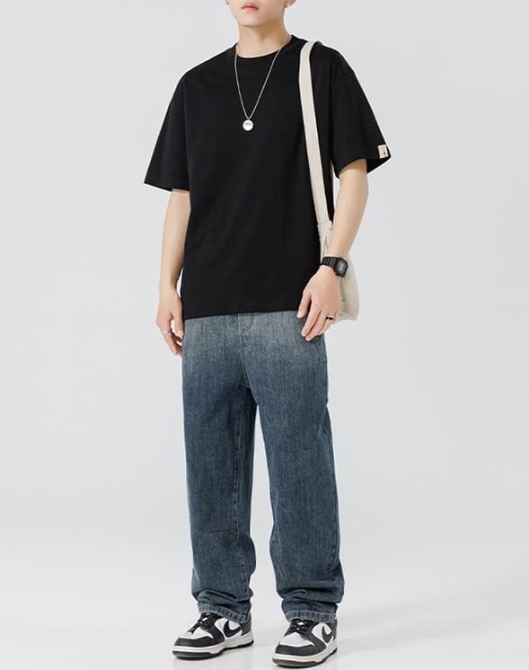 復古手袖標籤縫紉 短袖 T-Shirt [SBT-1421]