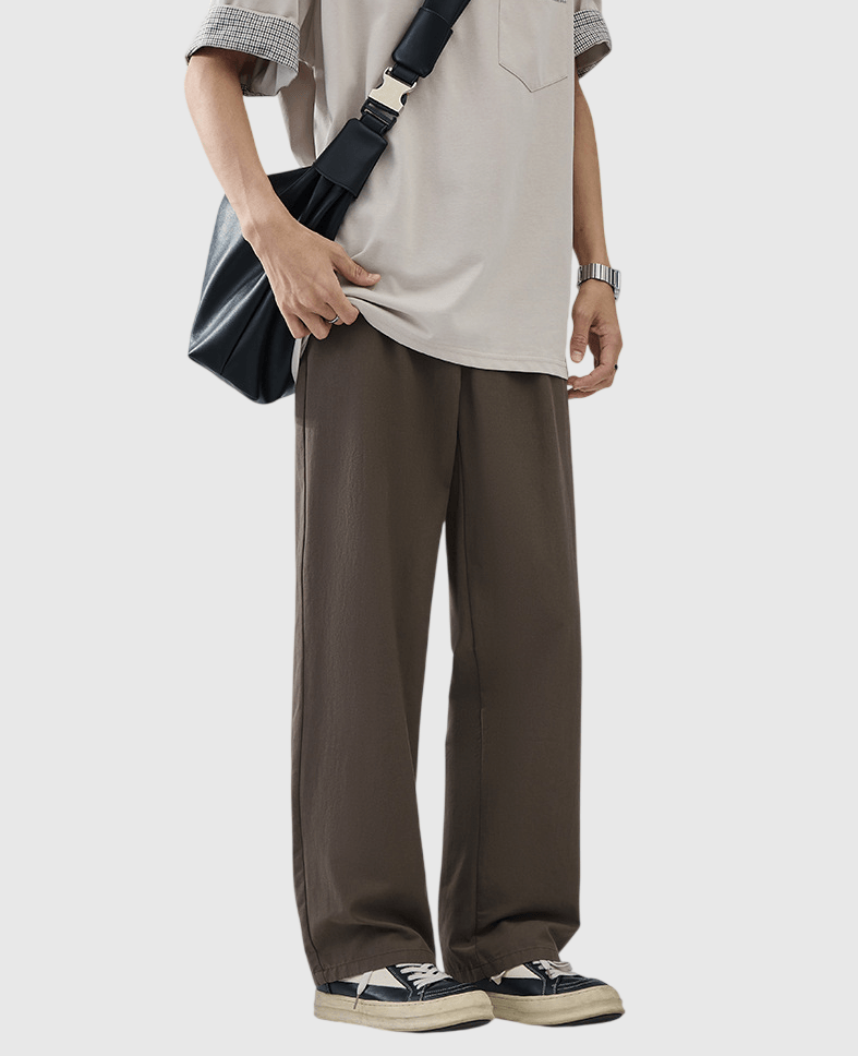 鈕扣腰袢帶設計 透氣闊腳直筒長褲 [CBP-1095]