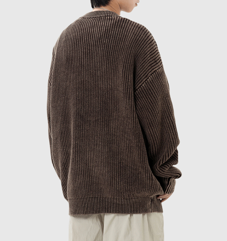 輕水洗立體紋理織布設計 純棉圓領針織冷衫 [CBK-1037]