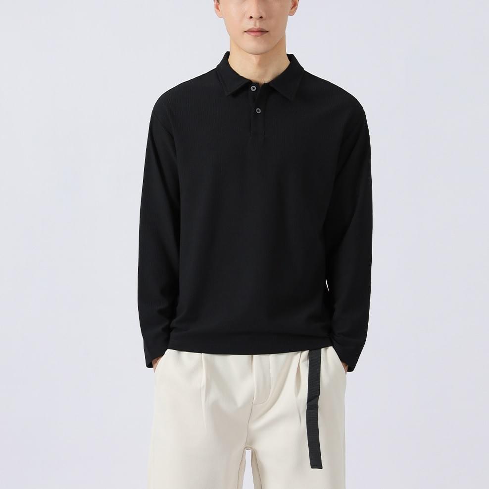 日系基礎肌理紋理 長袖 POLO T-Shirt [CBT-1220]