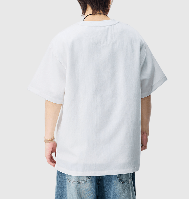 日系前袋色系紋理設計 透氣短袖 T-Shirt [SBT-1531]