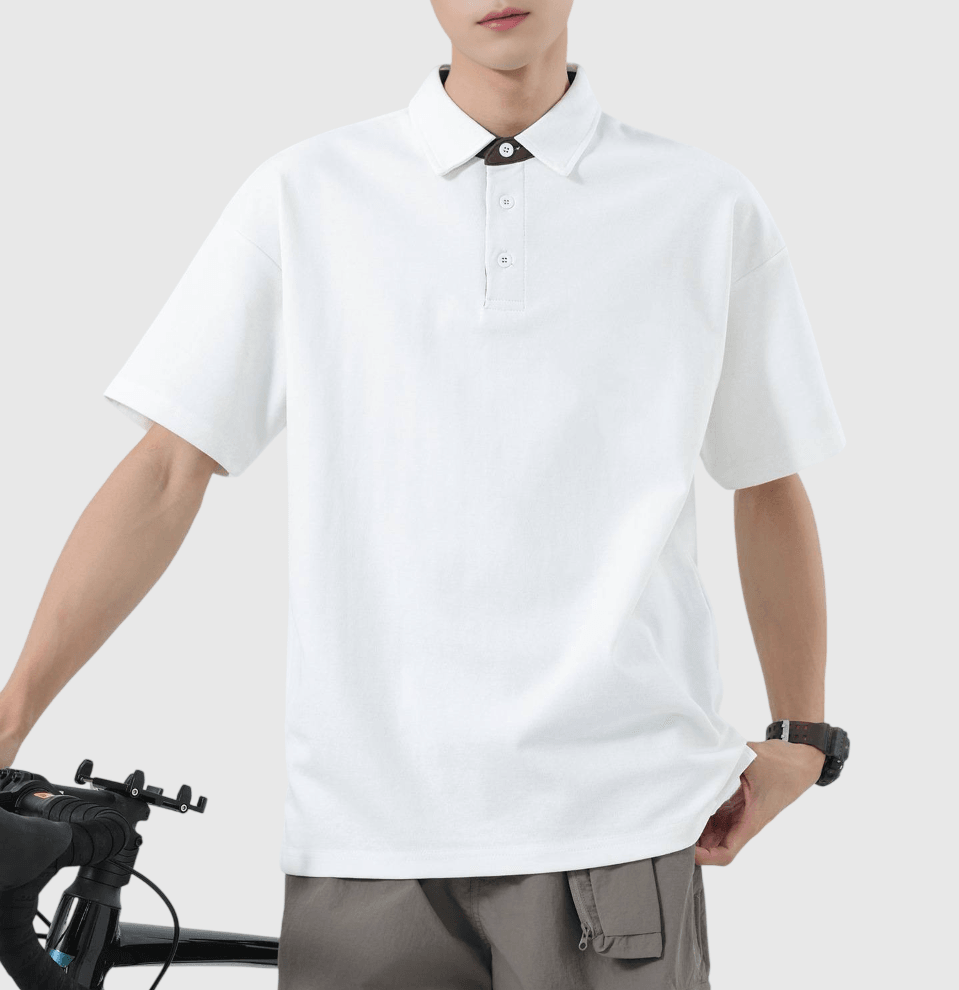 日系領口小撞色設計 短袖 POLO T-Shirt [SBT-1489]