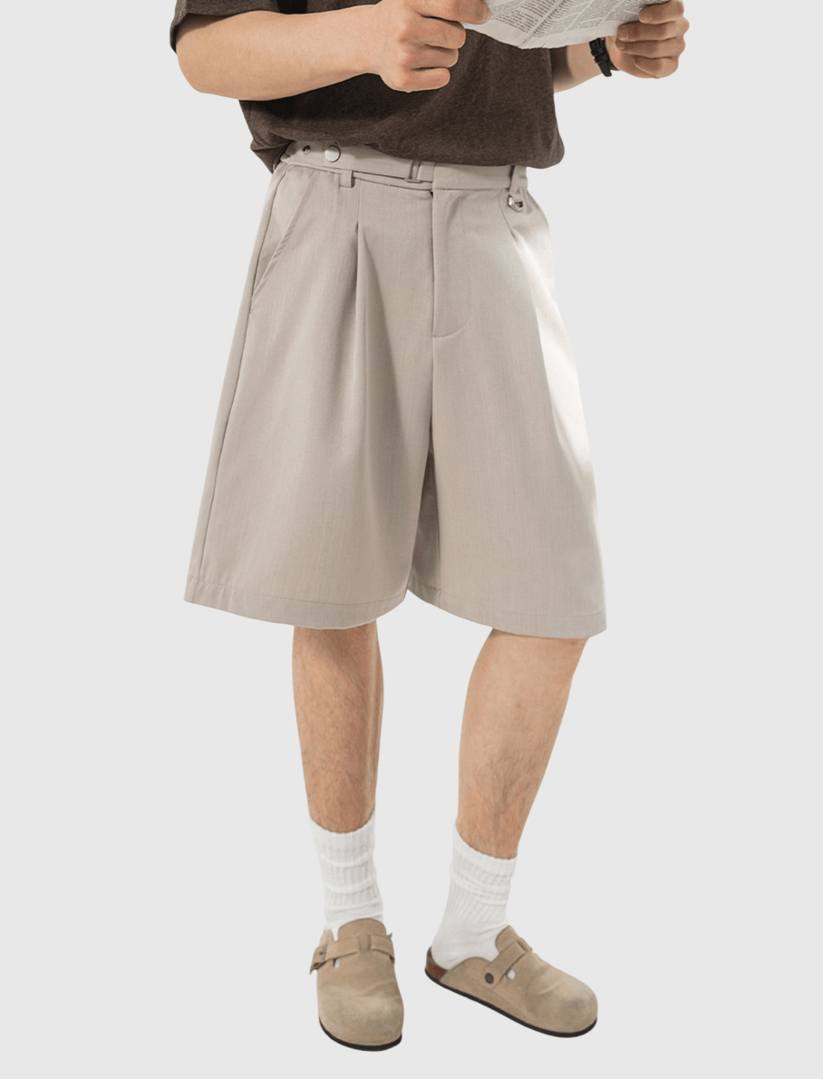 日系基礎立體褶皺設計 垂感西裝短褲 [SBST-1150]